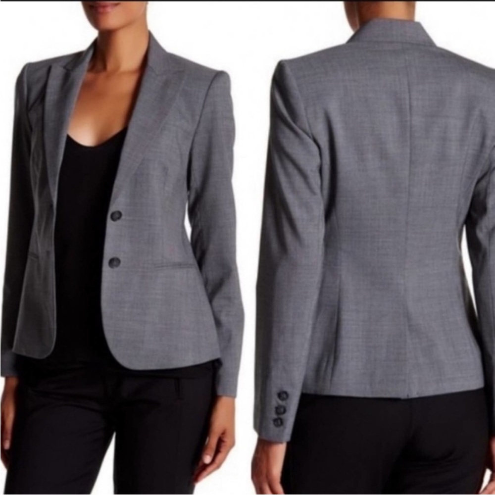 Theory Nichelle Sevona Wool Blend Stretch Blazer Gray Size 4